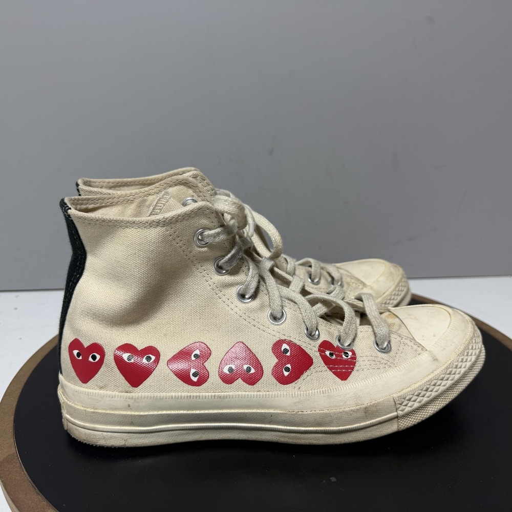 Converse Chuck Taylor Comme des Garcons PLAY Womens 8 Hi Multi-Heart Off White